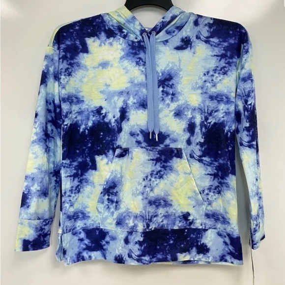 IDEOLOGY Womens Peri Ice Blue Tie-Dyed Pullover Hoodie Sweatshirt Size M-NWT - Picture 1 of 2